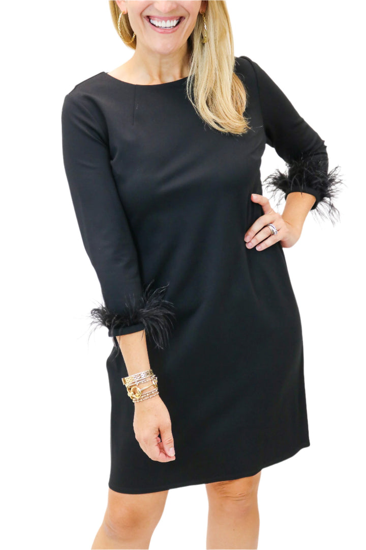 Franca Feather Dress, Black