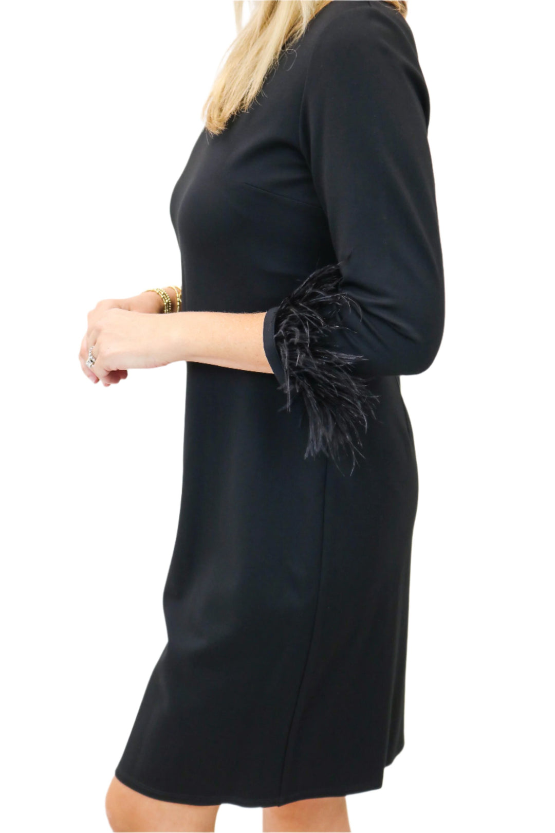 Franca Feather Dress, Black