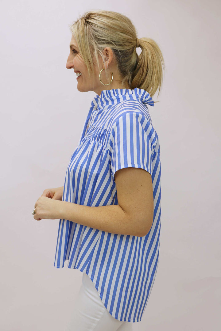 Trena Top, Celeste Stripes