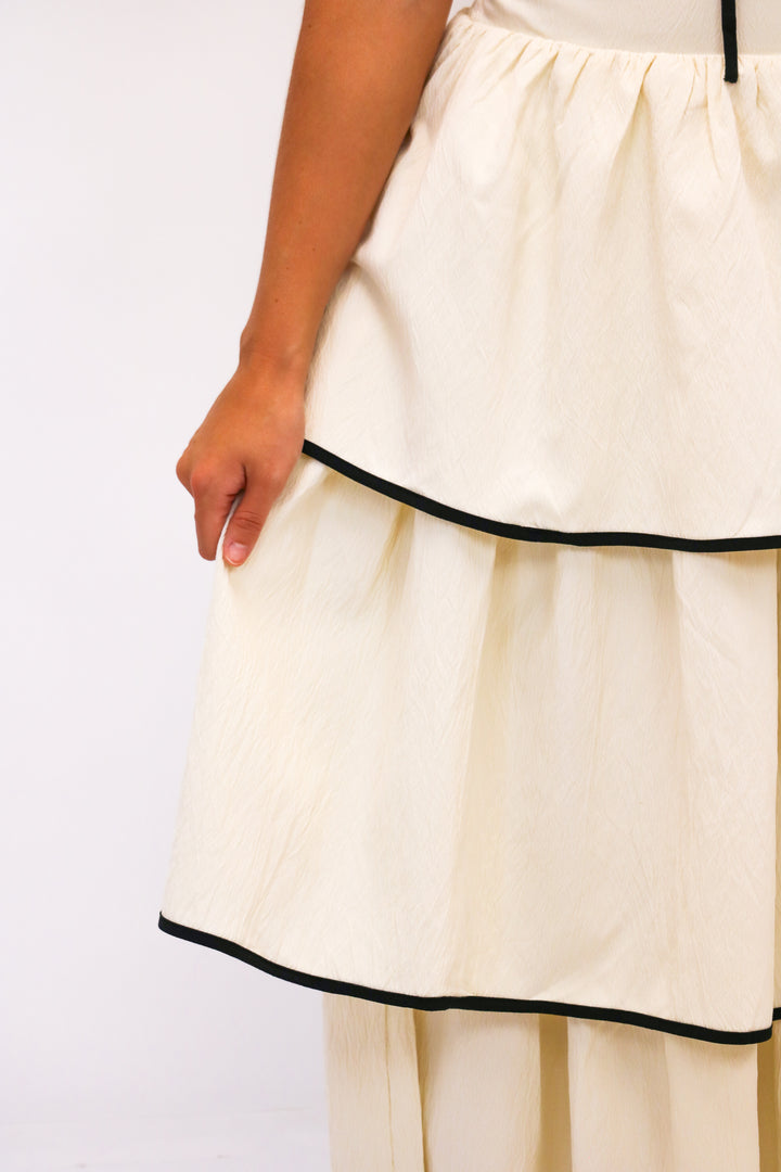 The Ties That Bind Tiered Midi Dress, Cream