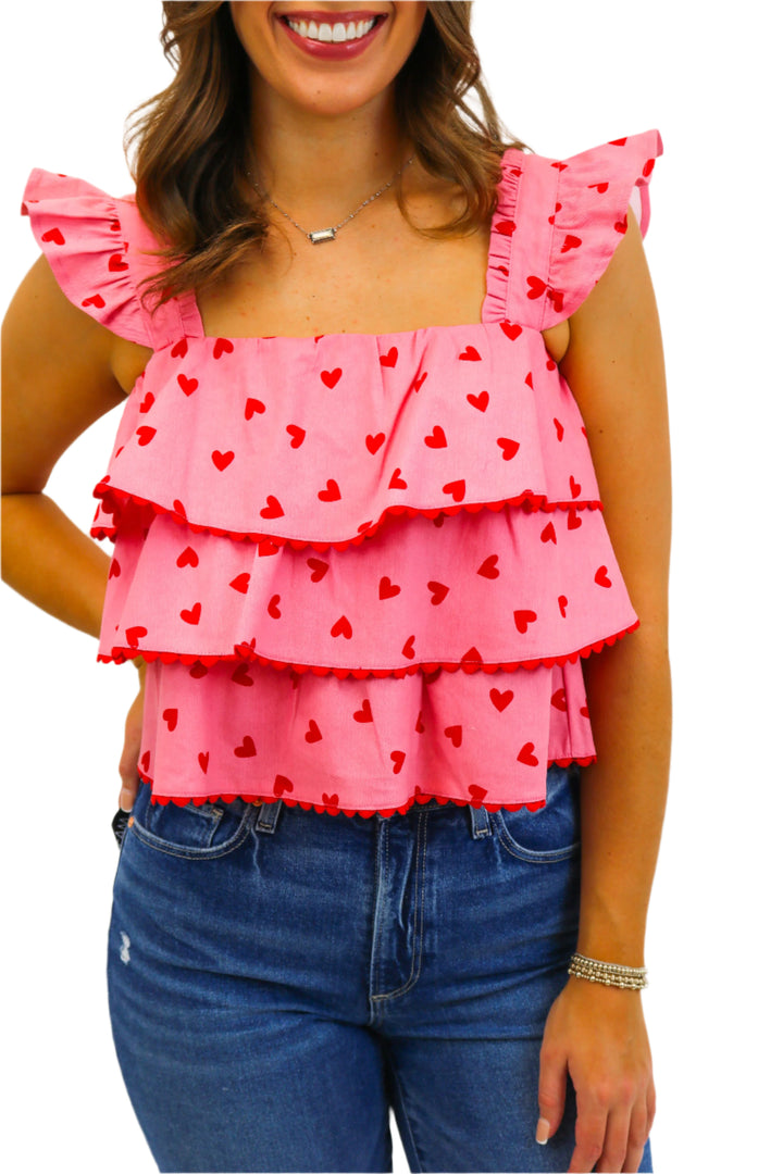 A Work of Heart Tiered Tank, Pink