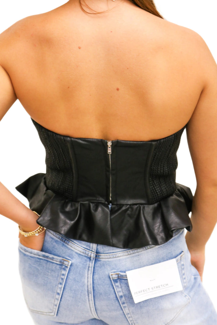 Just Peachy Corset Top, Faux Leather