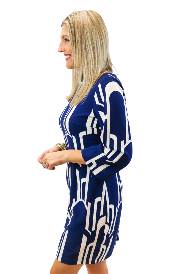 Amalia Abstract Mini Dress, Navy