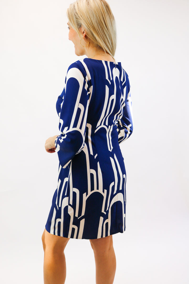 Amalia Abstract Mini Dress, Navy