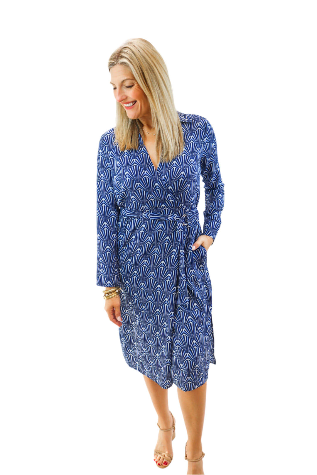 Seraphina Faux Wrap Dress, Blues