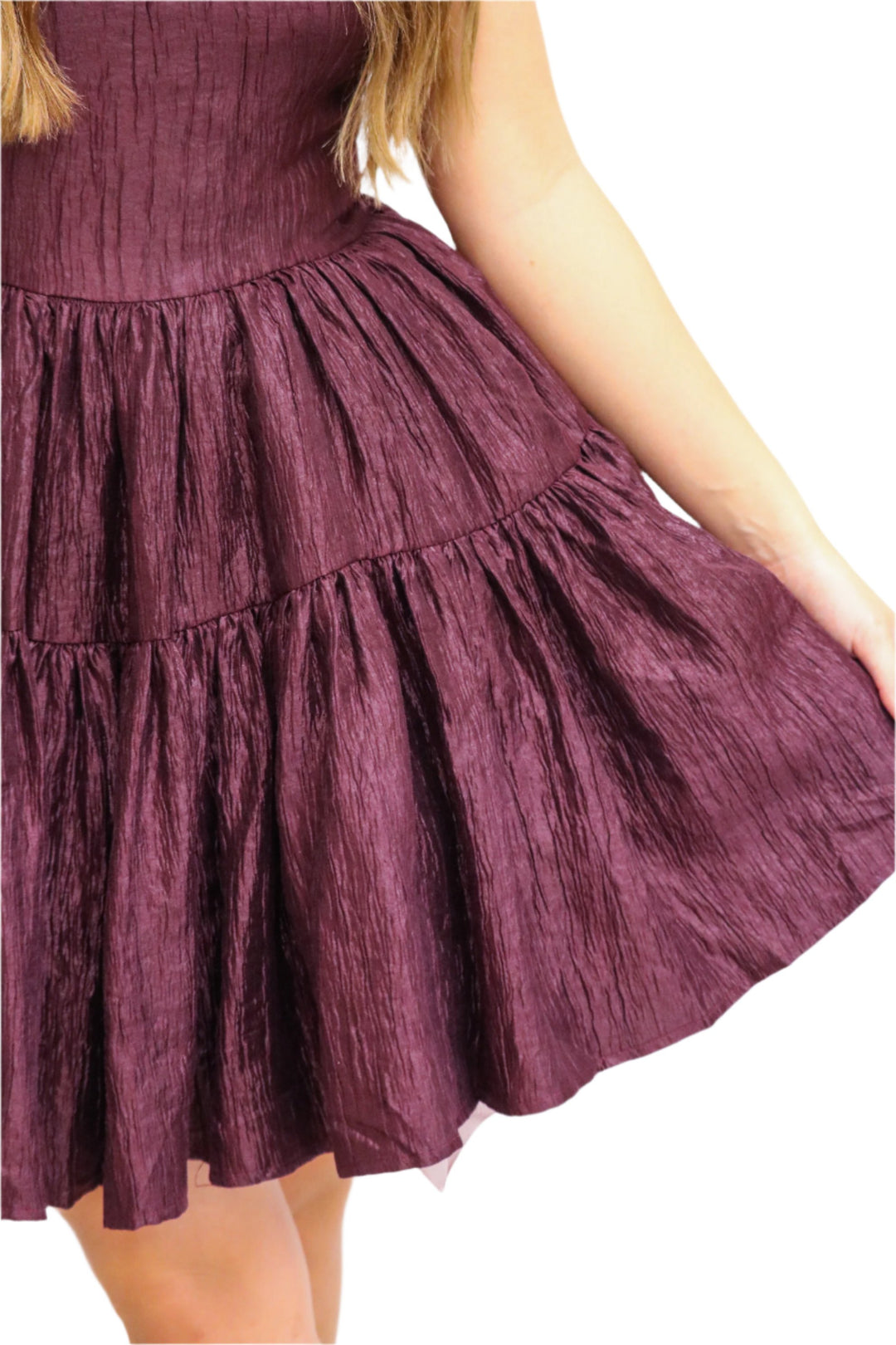 Deep Satin Dress, Maroon