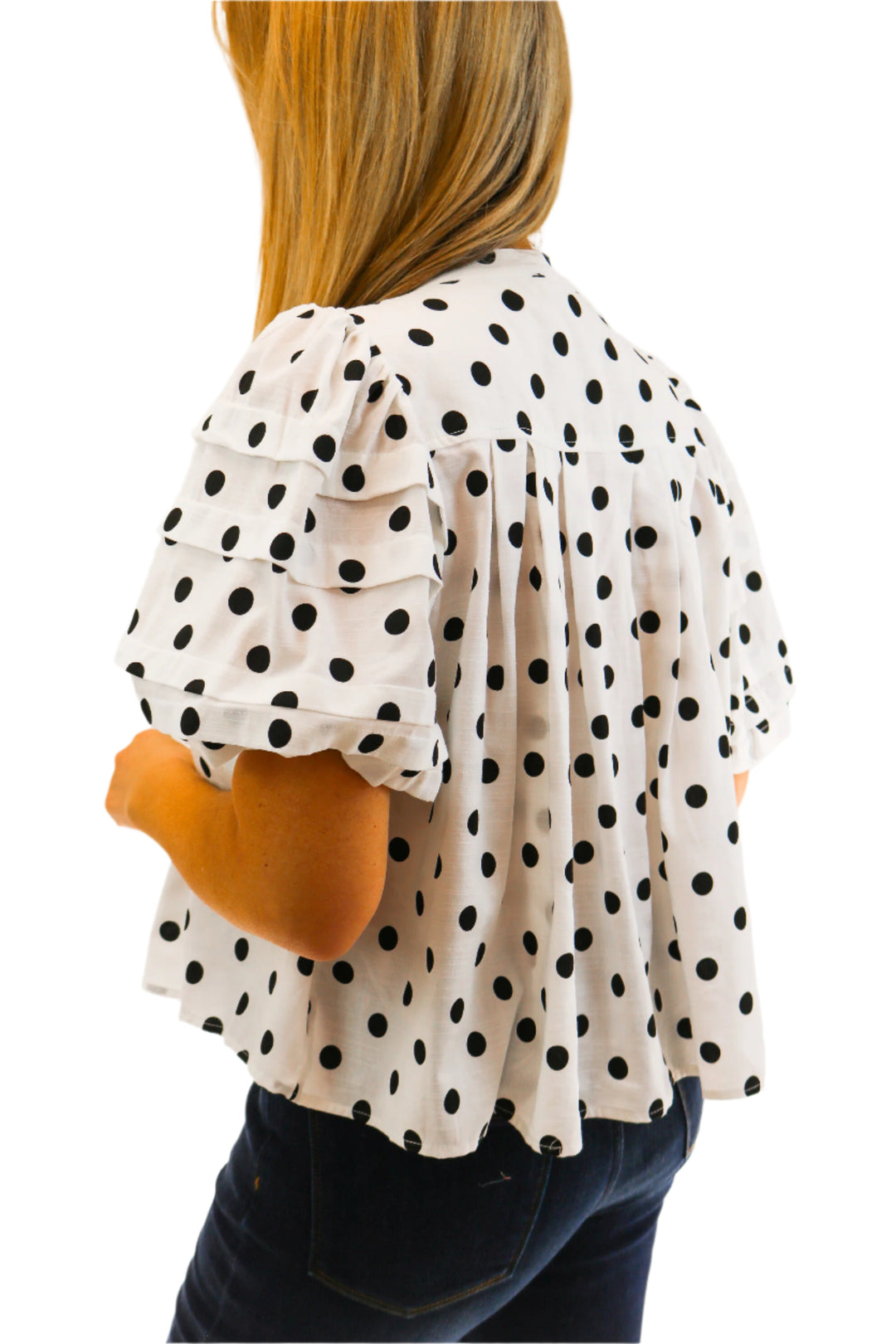 Brynlee Polka Dot Top, Black/White