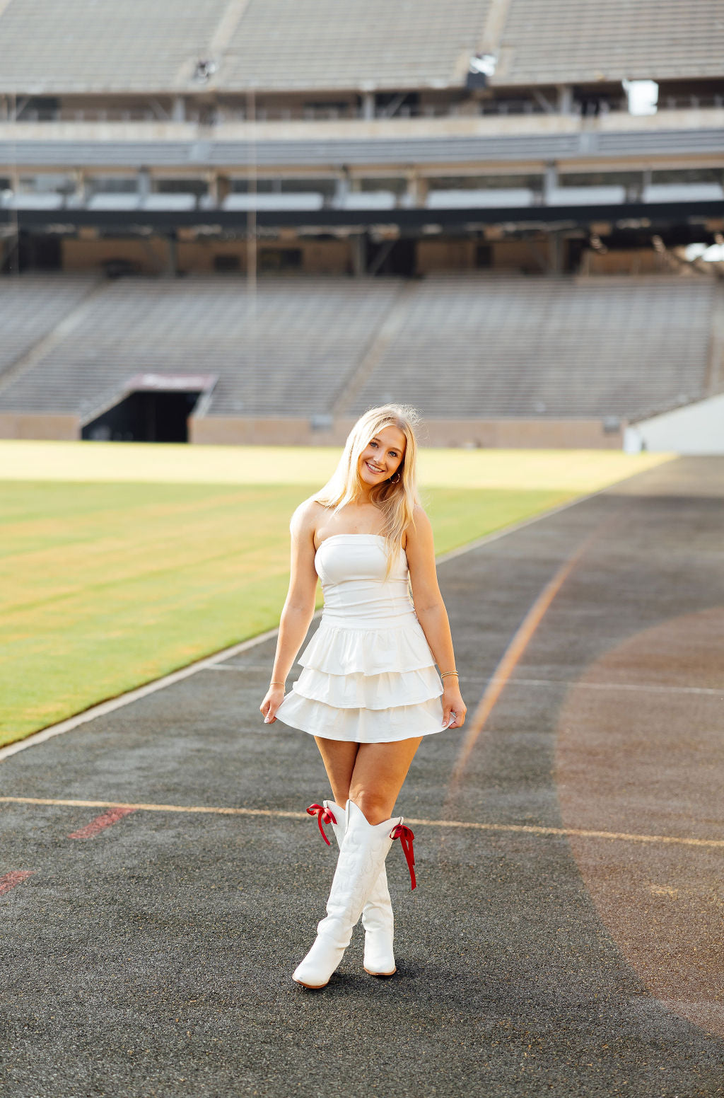 Ready To Rock Tiered Denim Dress, White