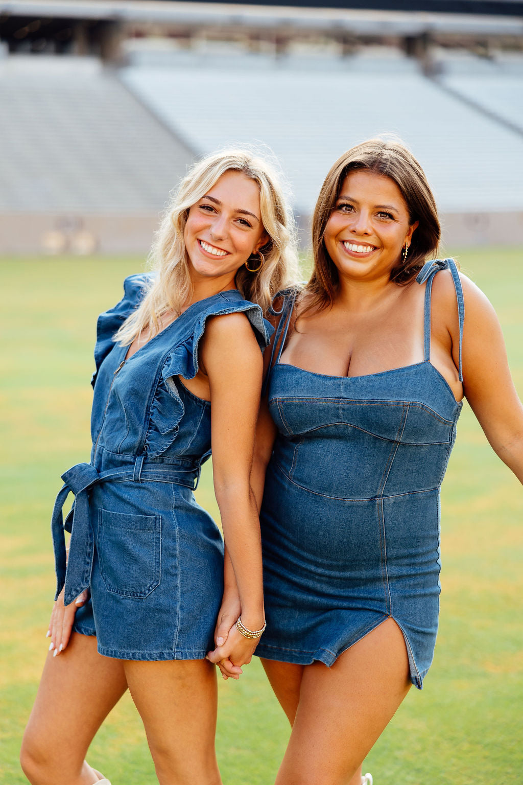 Take Me Dancing Denim Slit Romper