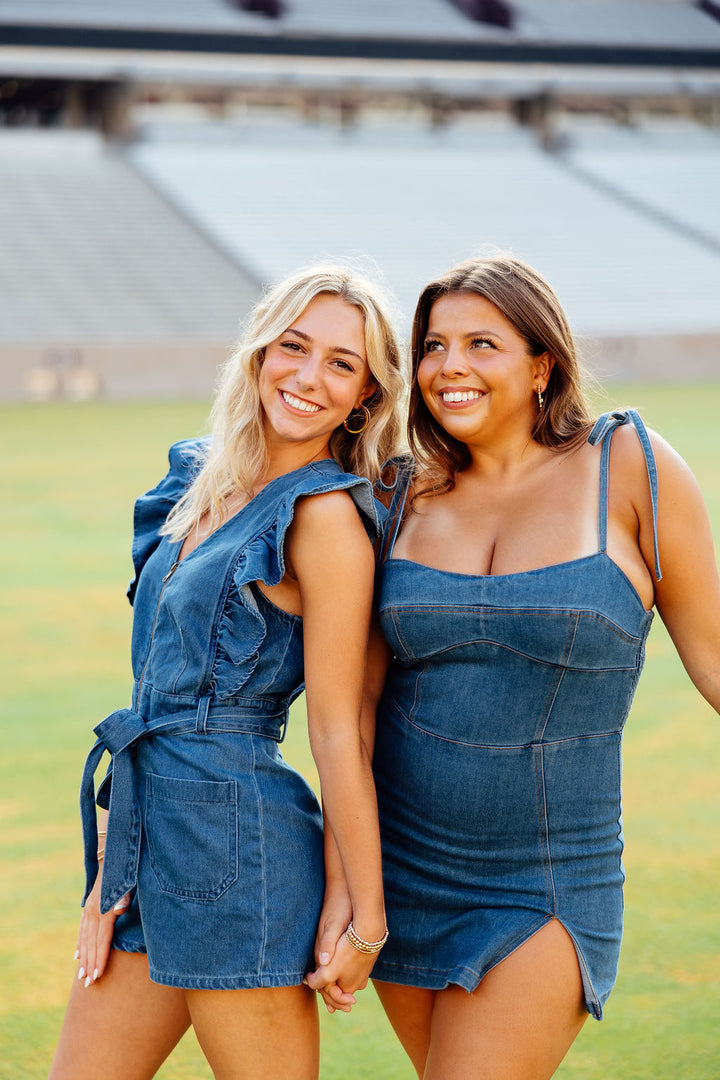 Rodeo Denim Romper, Blue Denim