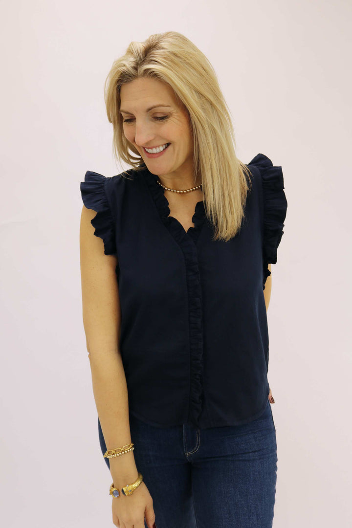 Ruffly Shirt, Navy