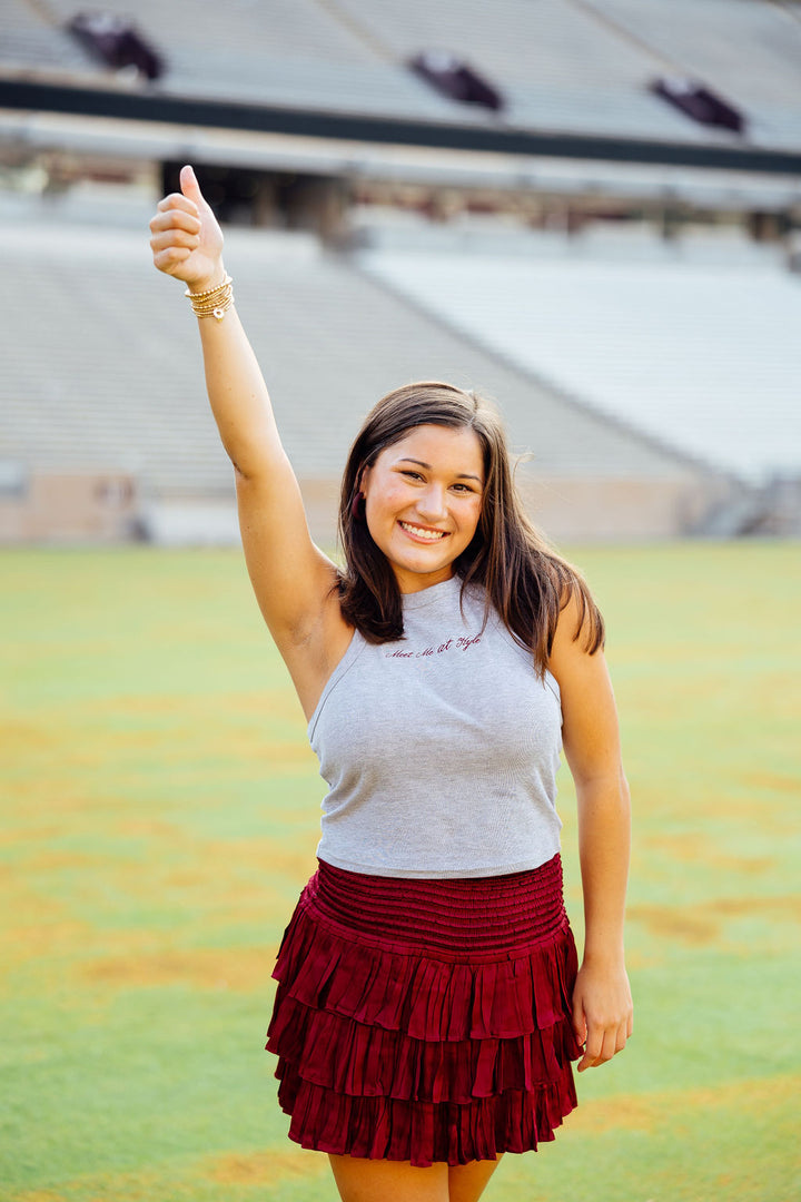 Let's Get Loud Smocked Ruffle Skort, Maroon