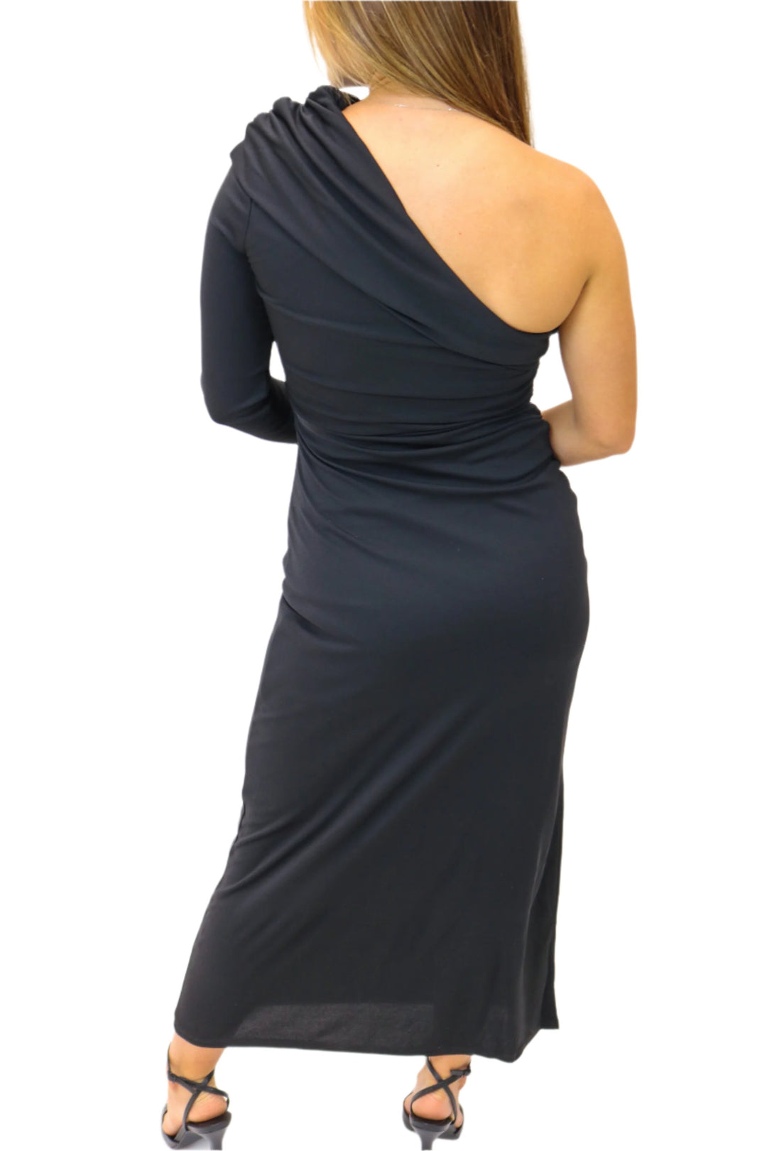 York One Shoulder Maxi Dress, Black