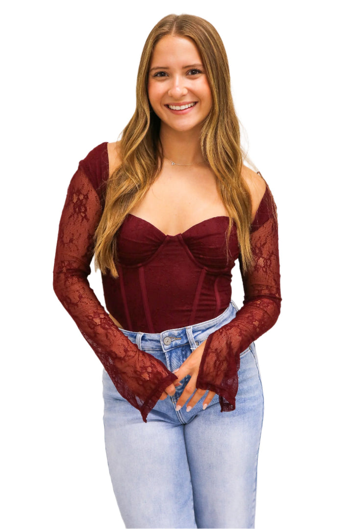 Life With Me Corset Top, Maroon