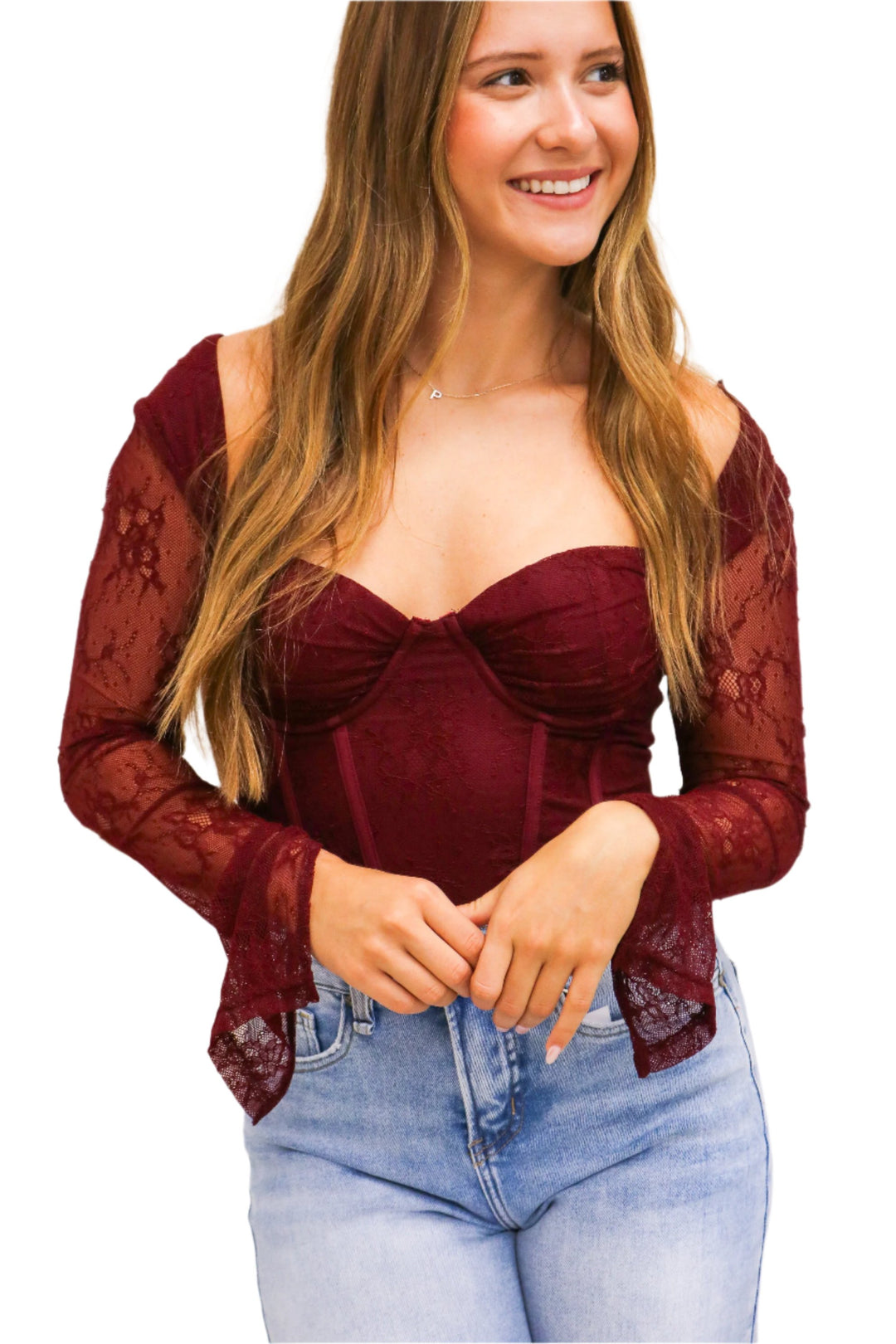 Life With Me Corset Top, Maroon