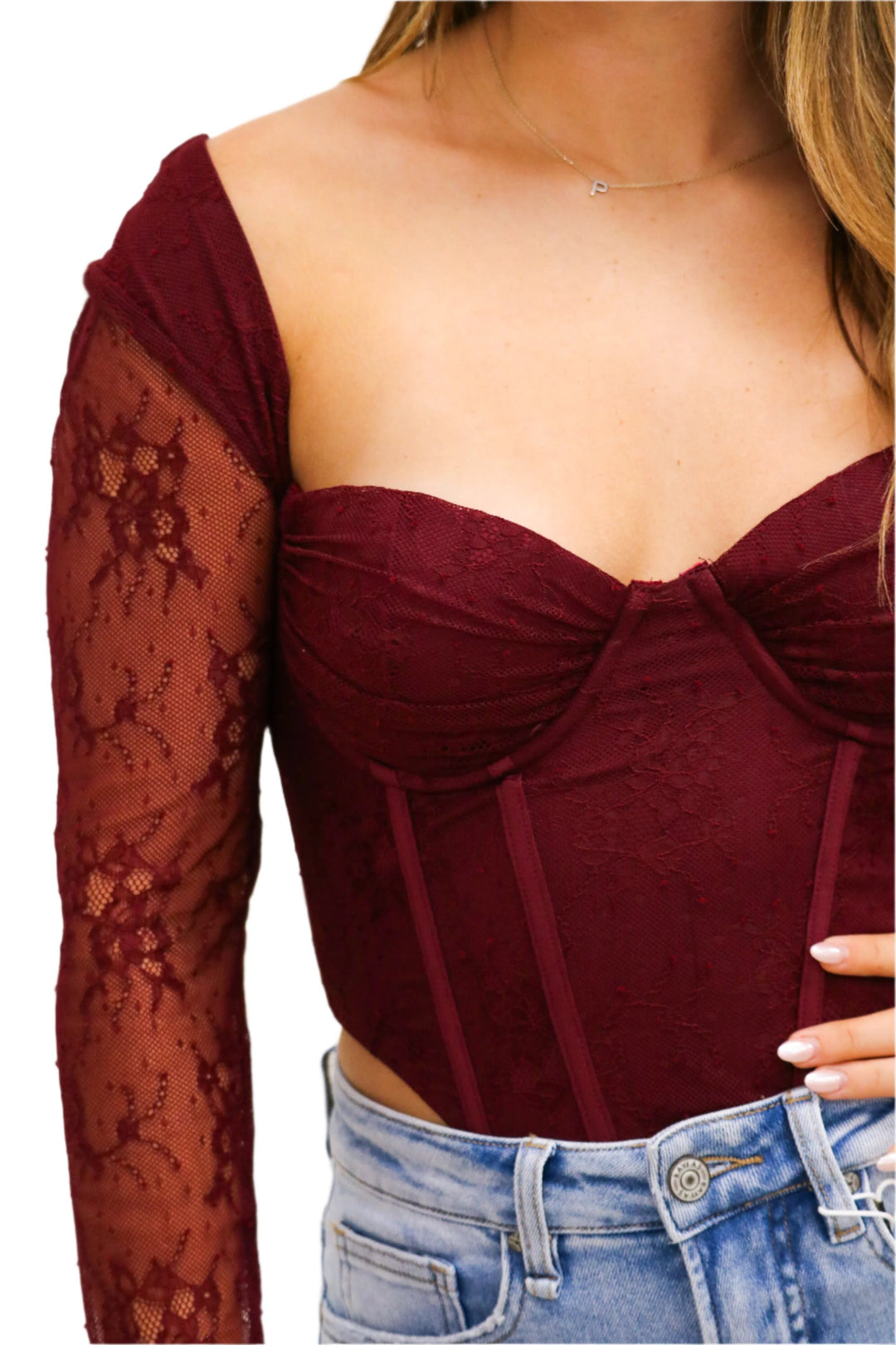 Life With Me Corset Top, Maroon