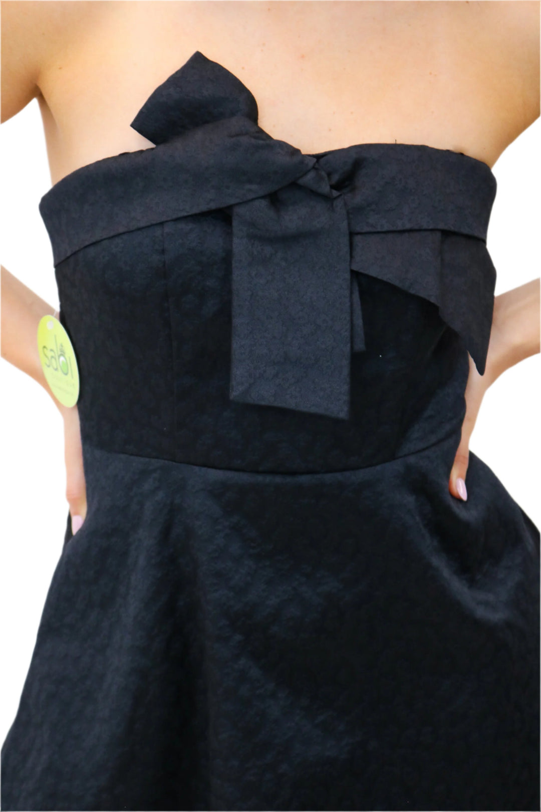 Last Call Strapless Bow Dress, Black