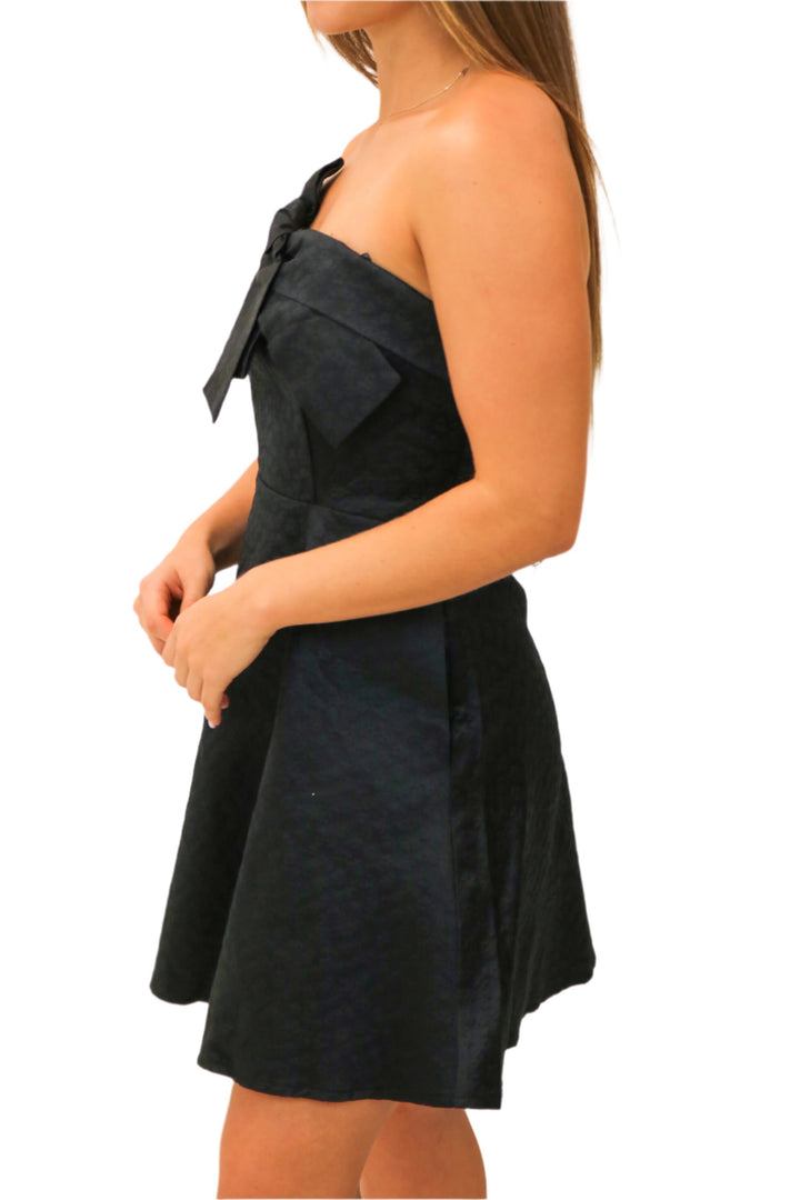 Last Call Strapless Bow Dress, Black