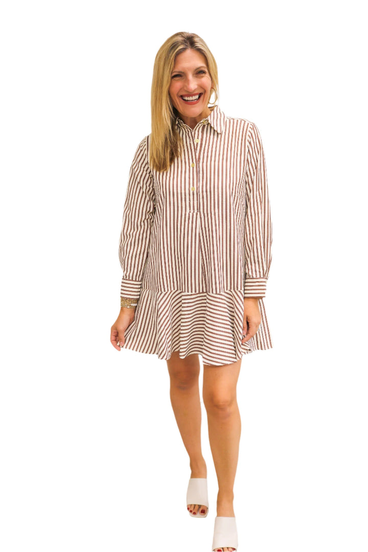 Make Some Room Striped Dress, Camel