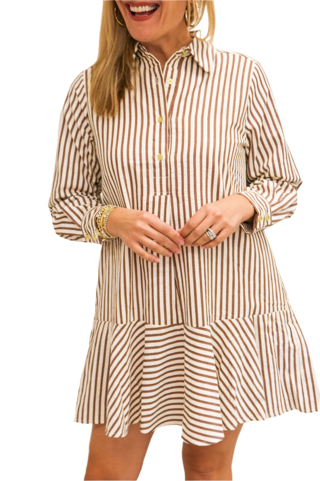 Make Some Room Striped Dress, Camel