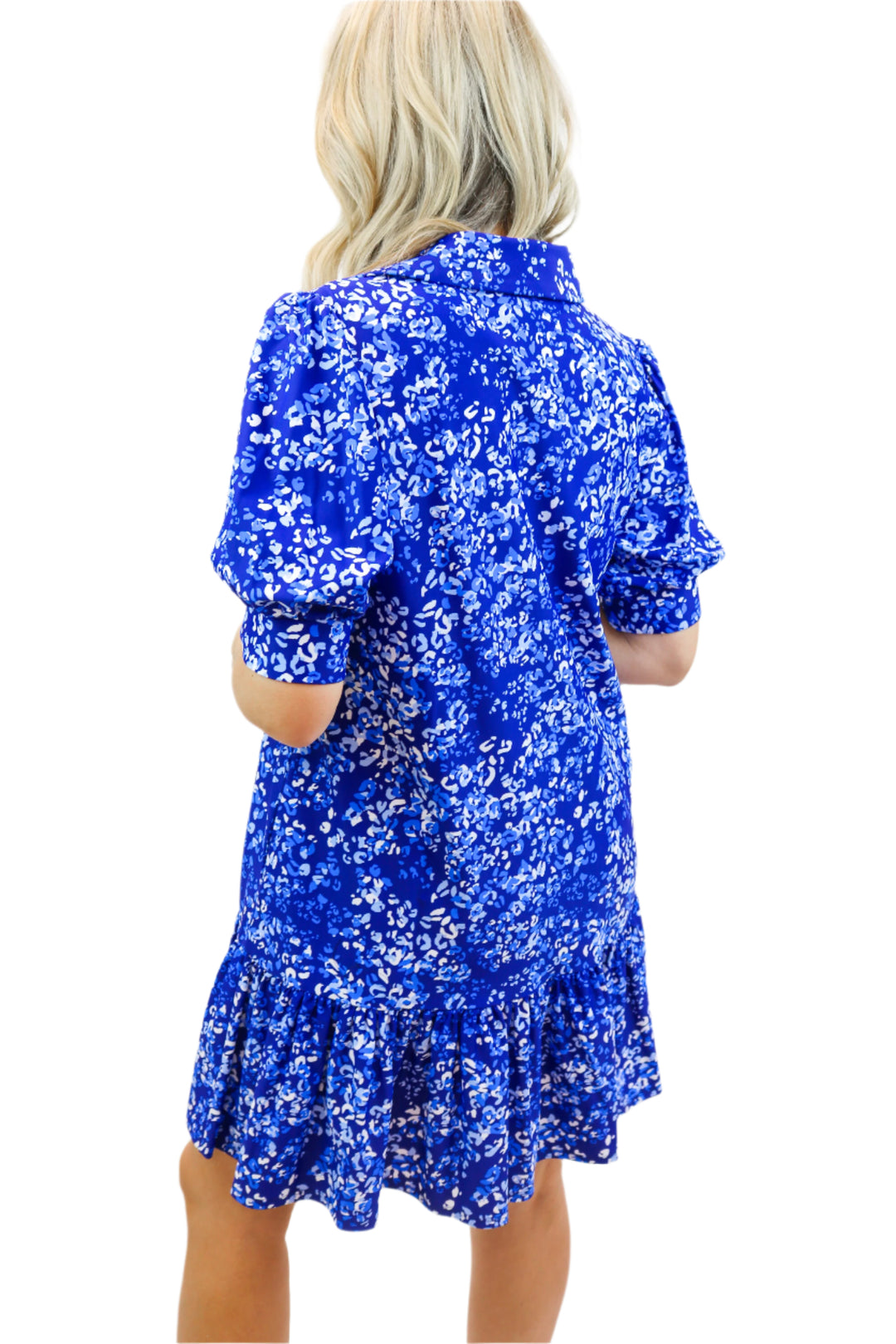 Tierney Dress, Painterly Cheetah Beacon Blue