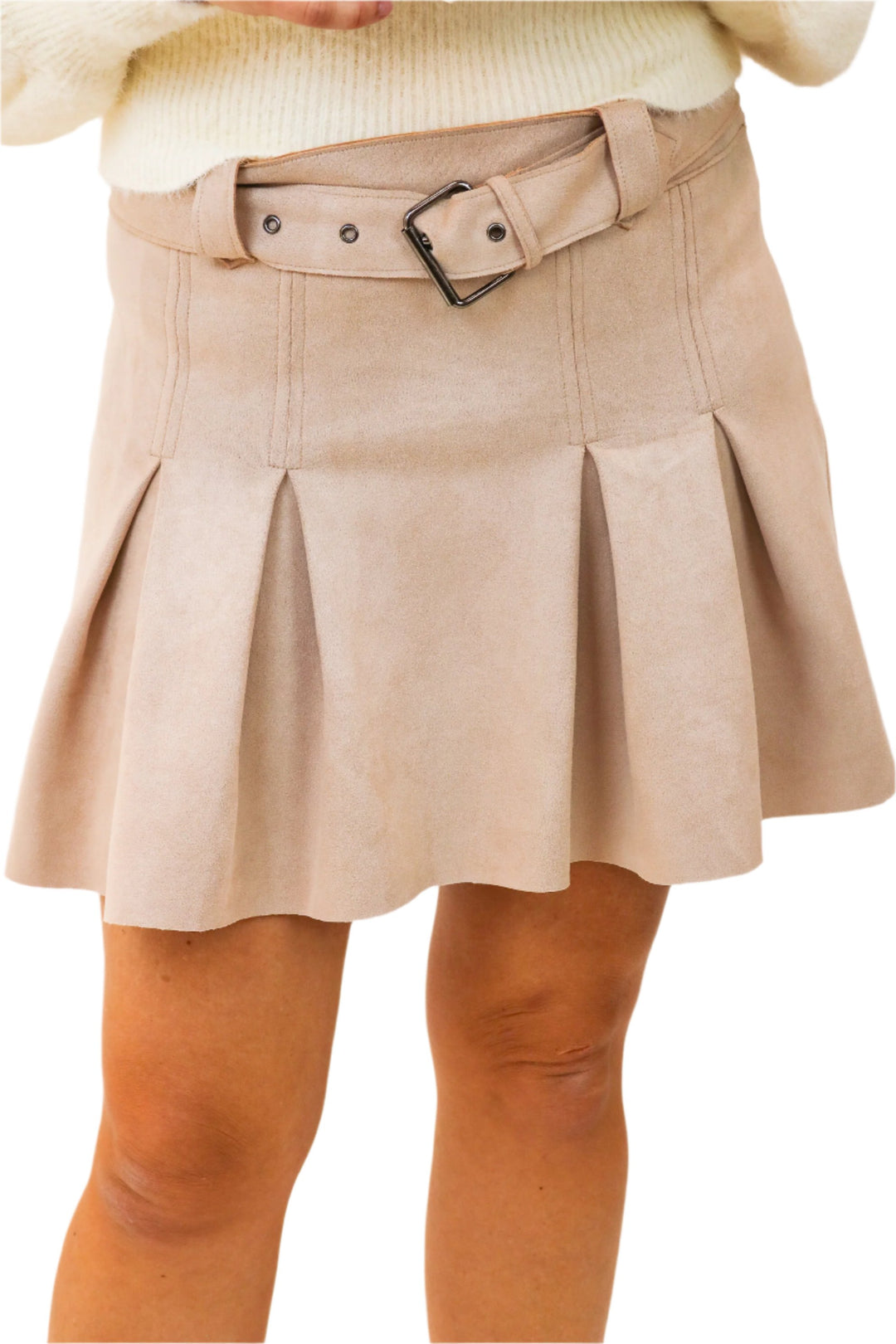 Carried Away Pleated Mini Skirt, Bone