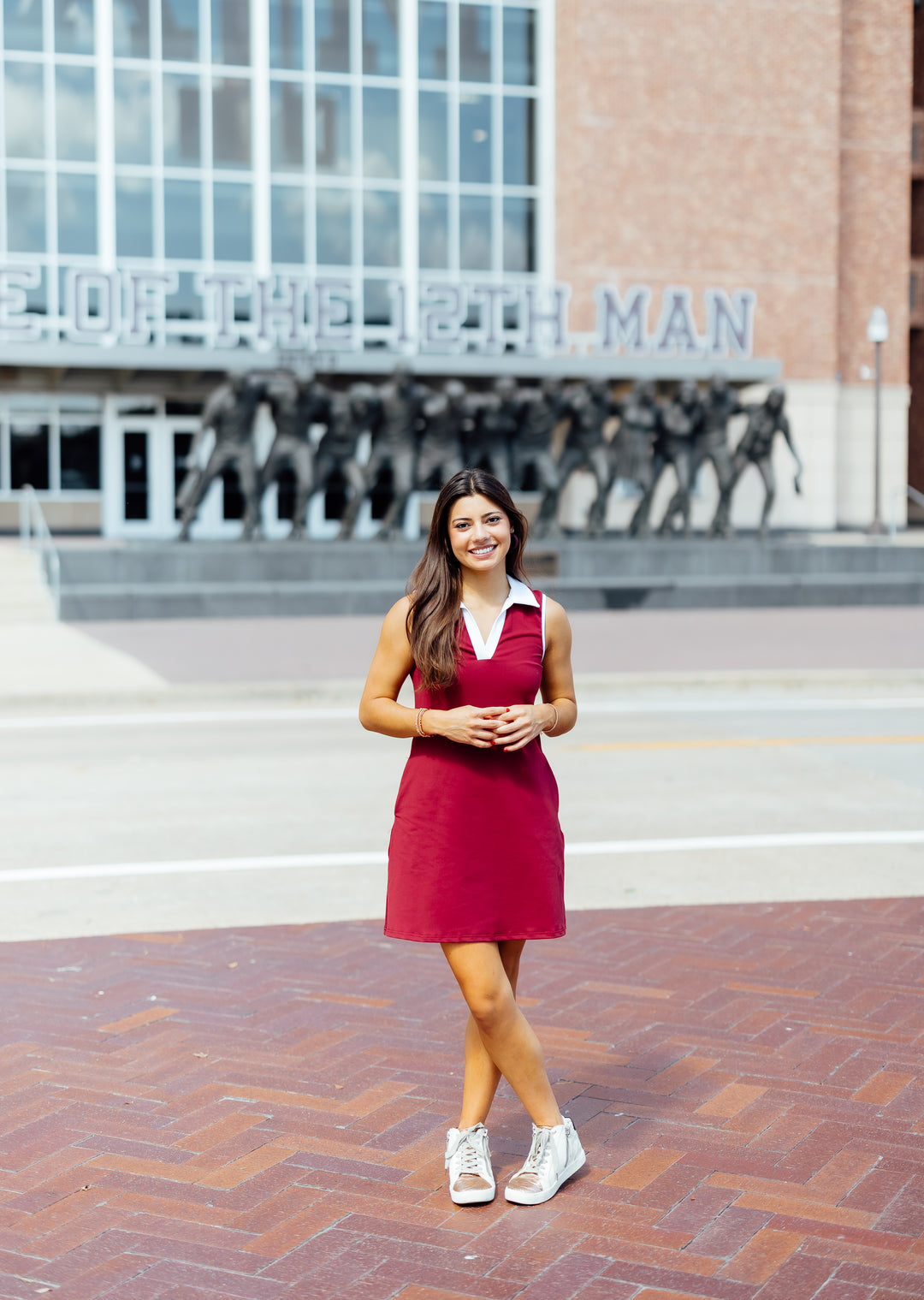 Time to Tailgate Athleisure Dress, Maroon