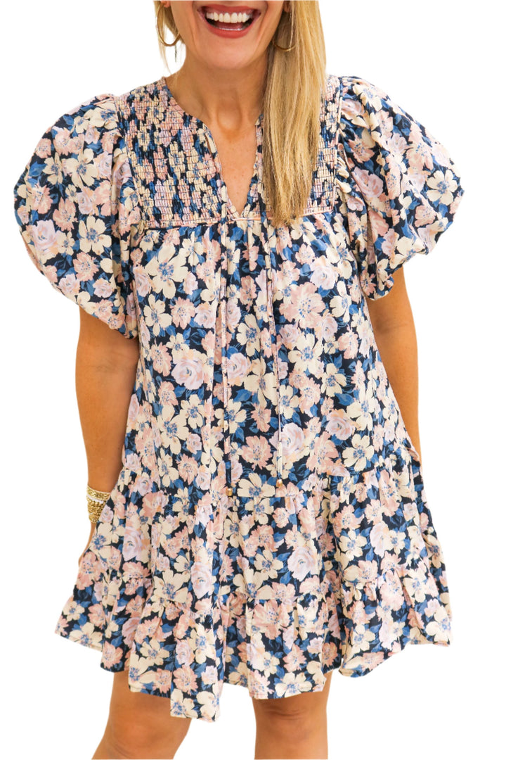 Want It That Way Floral Bubble Sleeve Dress