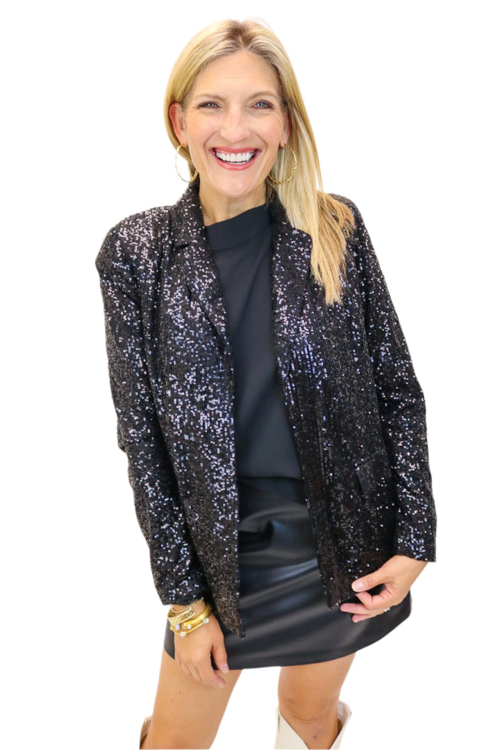 Payton Sequin Blazer, Black