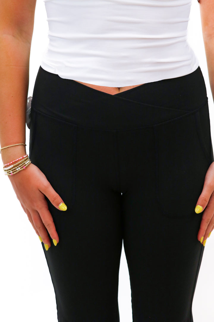 Hannah Flared Yoga Pants, Black