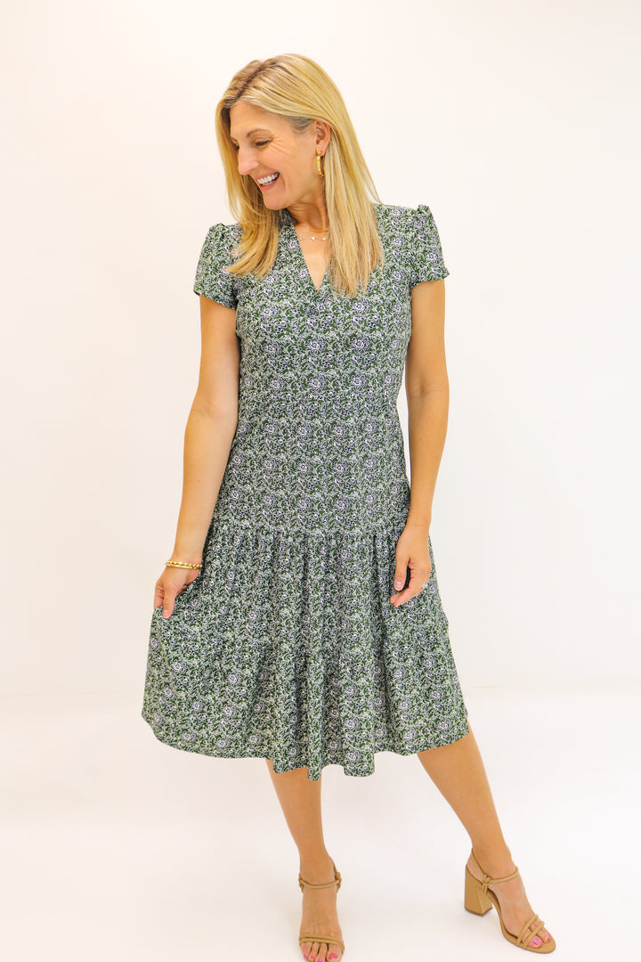 Libby Dress, Melody Ditsy Loden