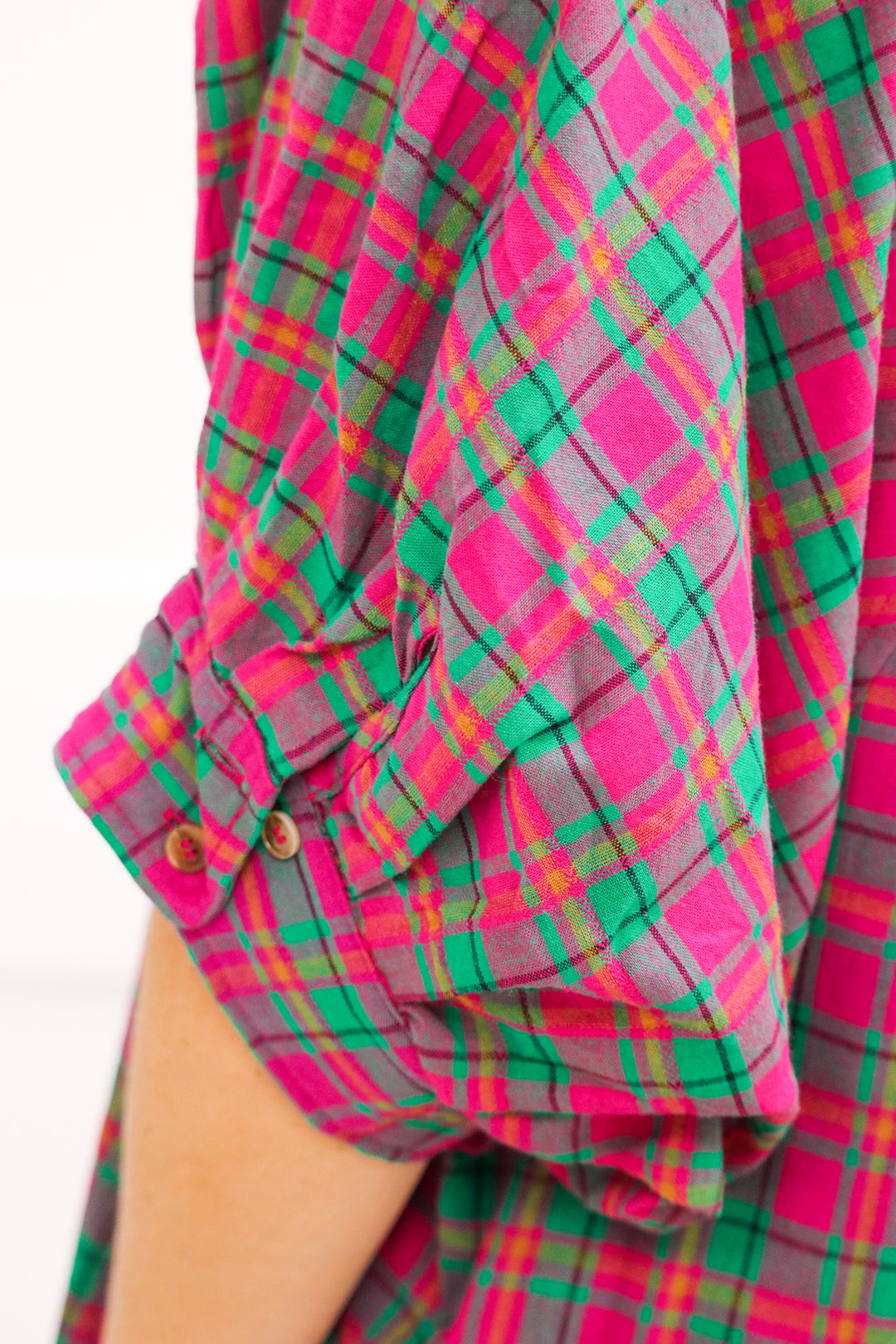 Sadie Oversized Button Down Top, Pink/Green Combo