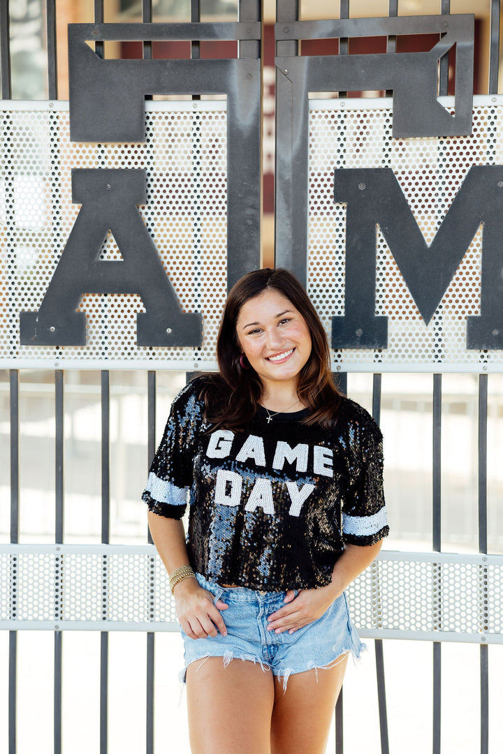 Game Day Sequin Crop Top