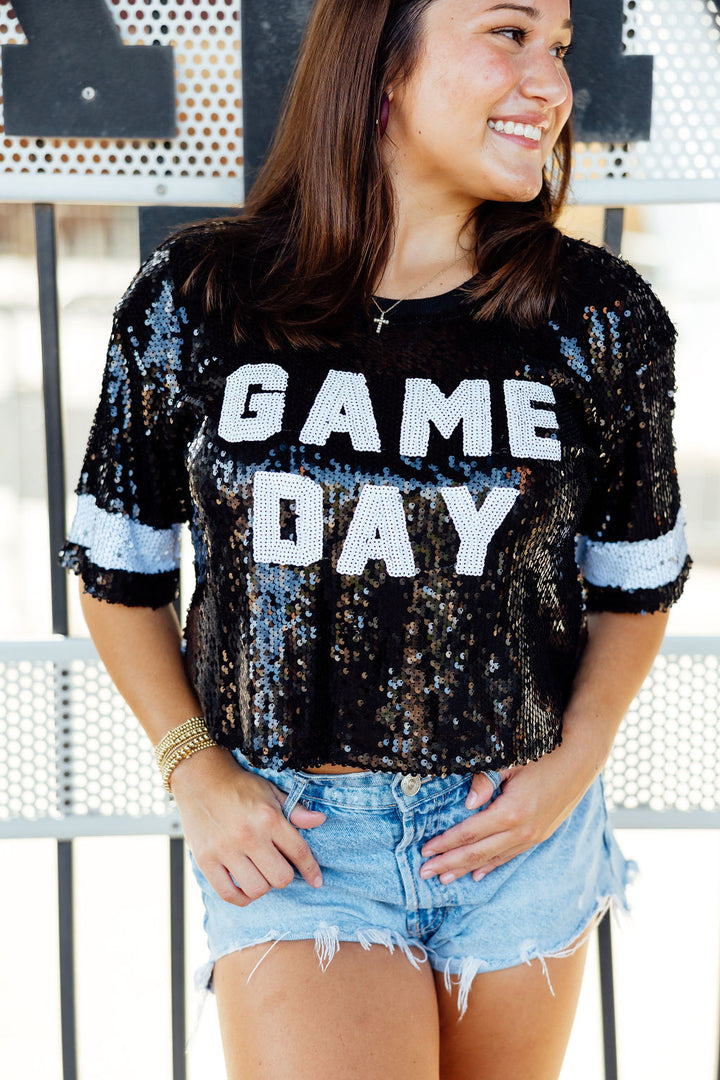 Game Day Sequin Crop Top