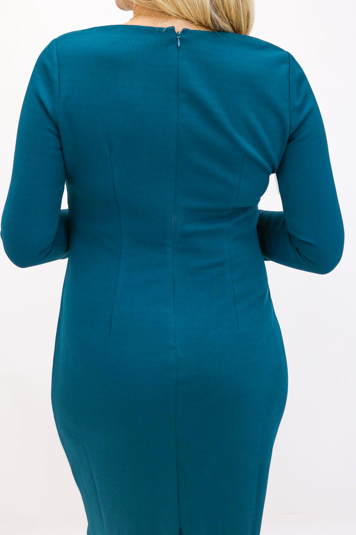 Parthenia Midi Dress, Deep Teal