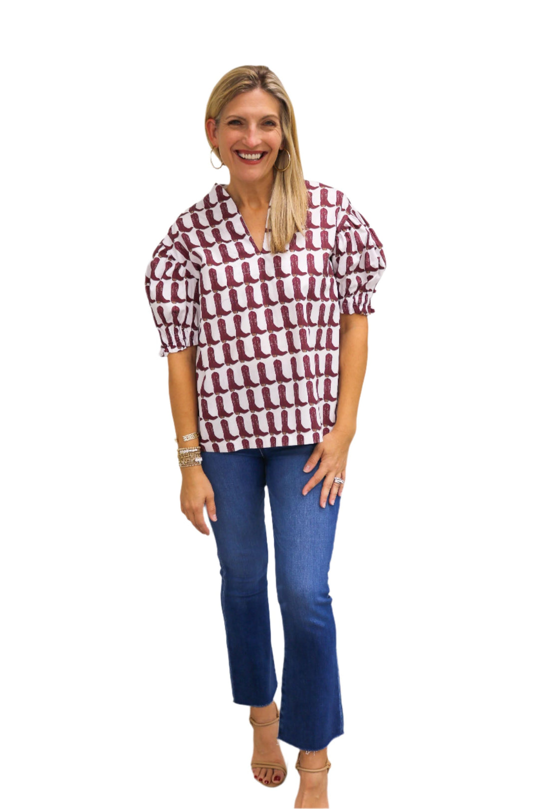 Maroon Boots Tunic Top