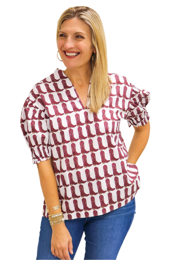 Maroon Boots Tunic Top