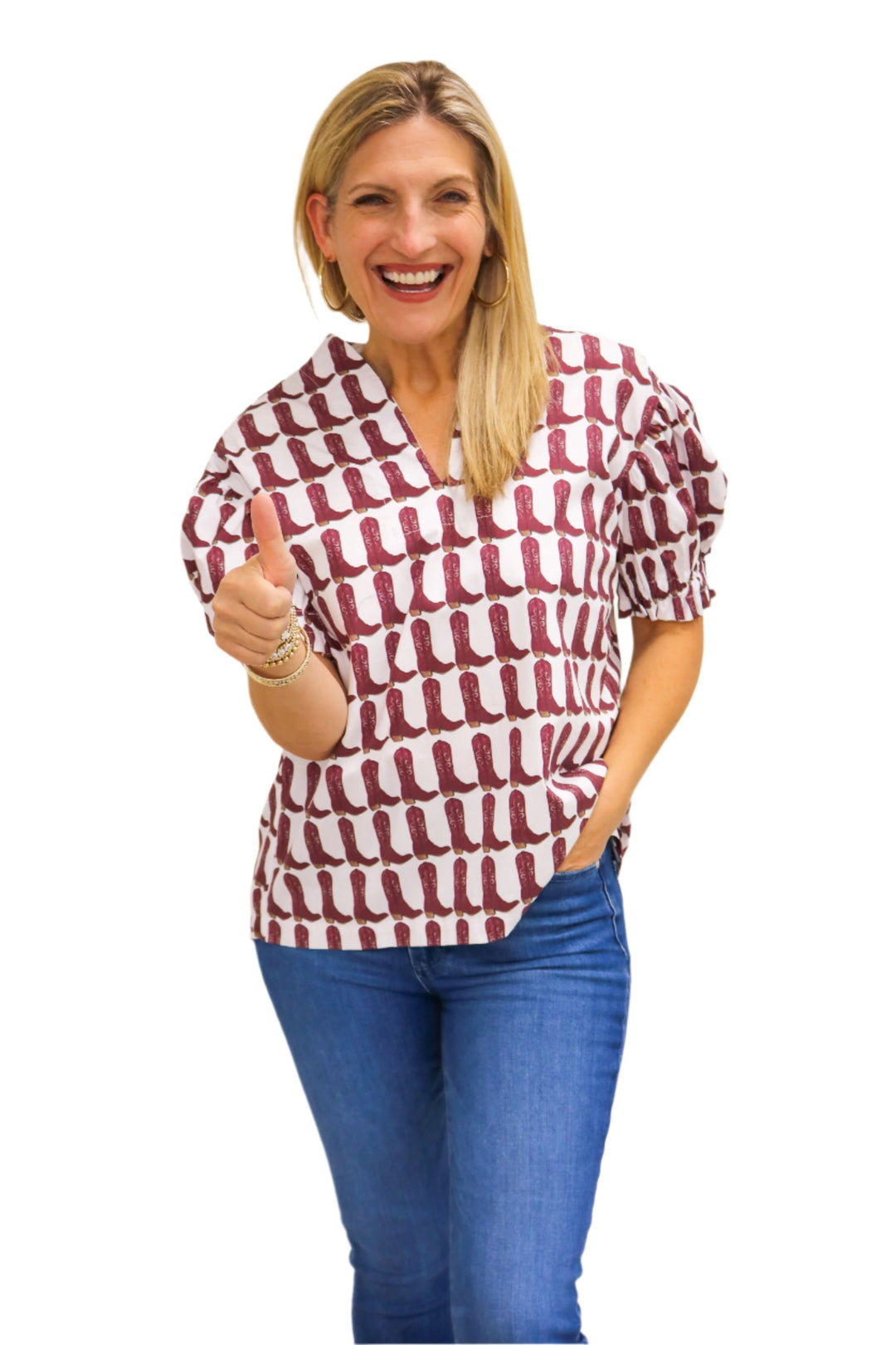 Maroon Boots Tunic Top