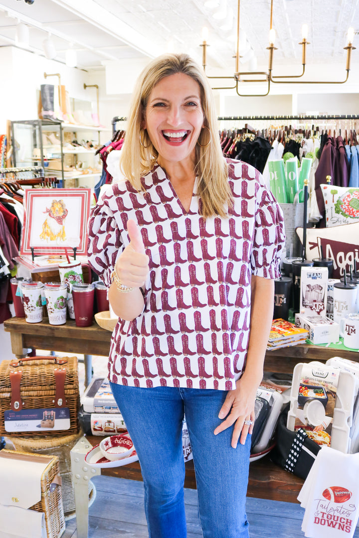 Maroon Boots Tunic Top