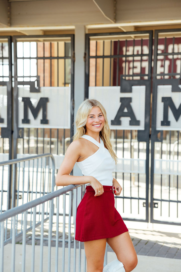 Walk My Way Ribbed Top, White