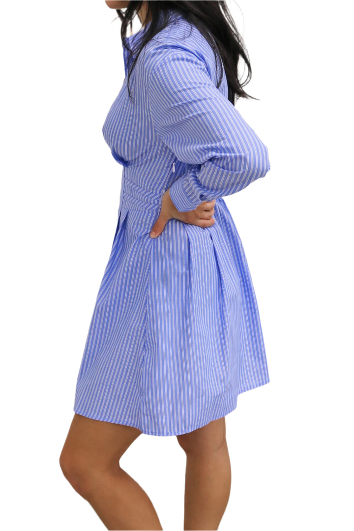 Aria Dress, Vintage Blue Stripe