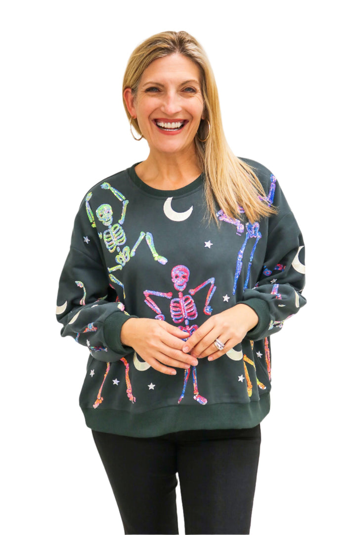 Sequin Dancing Skeleton Sweatshirt