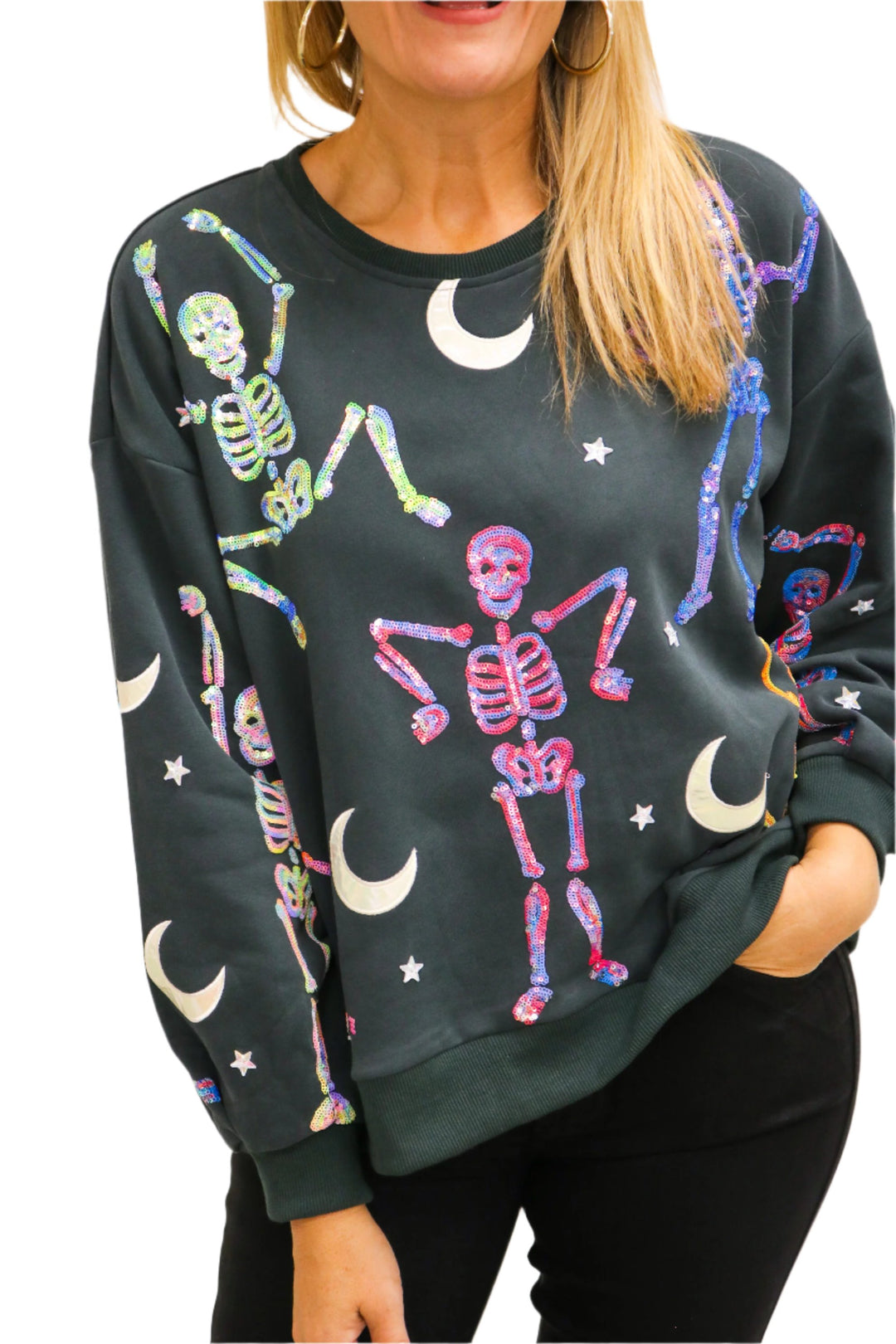 Sequin Dancing Skeleton Sweatshirt