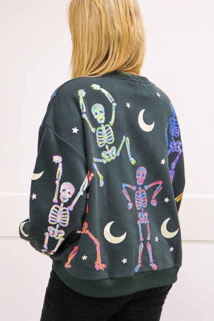 Sequin Dancing Skeleton Sweatshirt