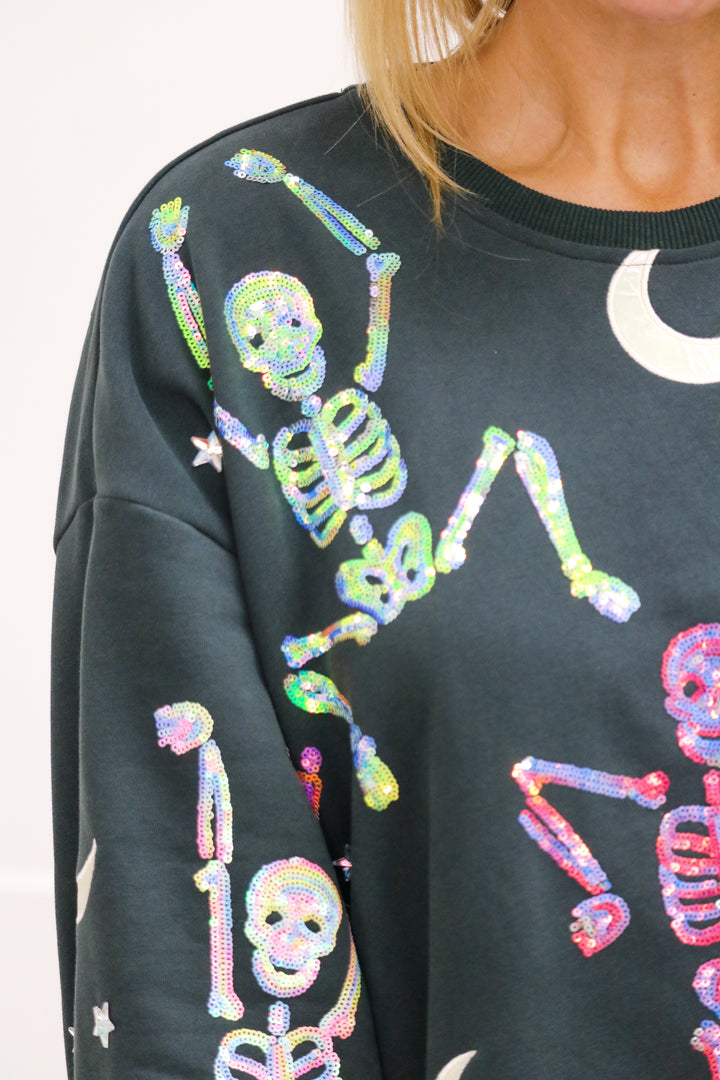 Sequin Dancing Skeleton Sweatshirt