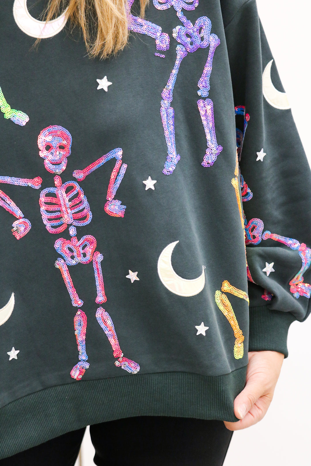 Sequin Dancing Skeleton Sweatshirt