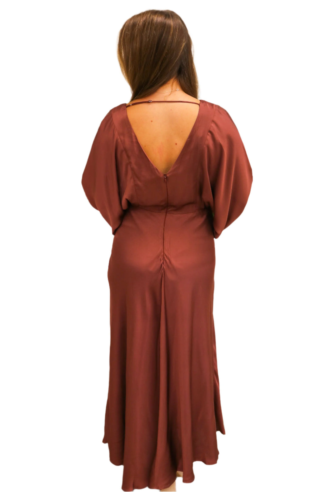 Kimiko V Neck Midi Dress, Mulberry