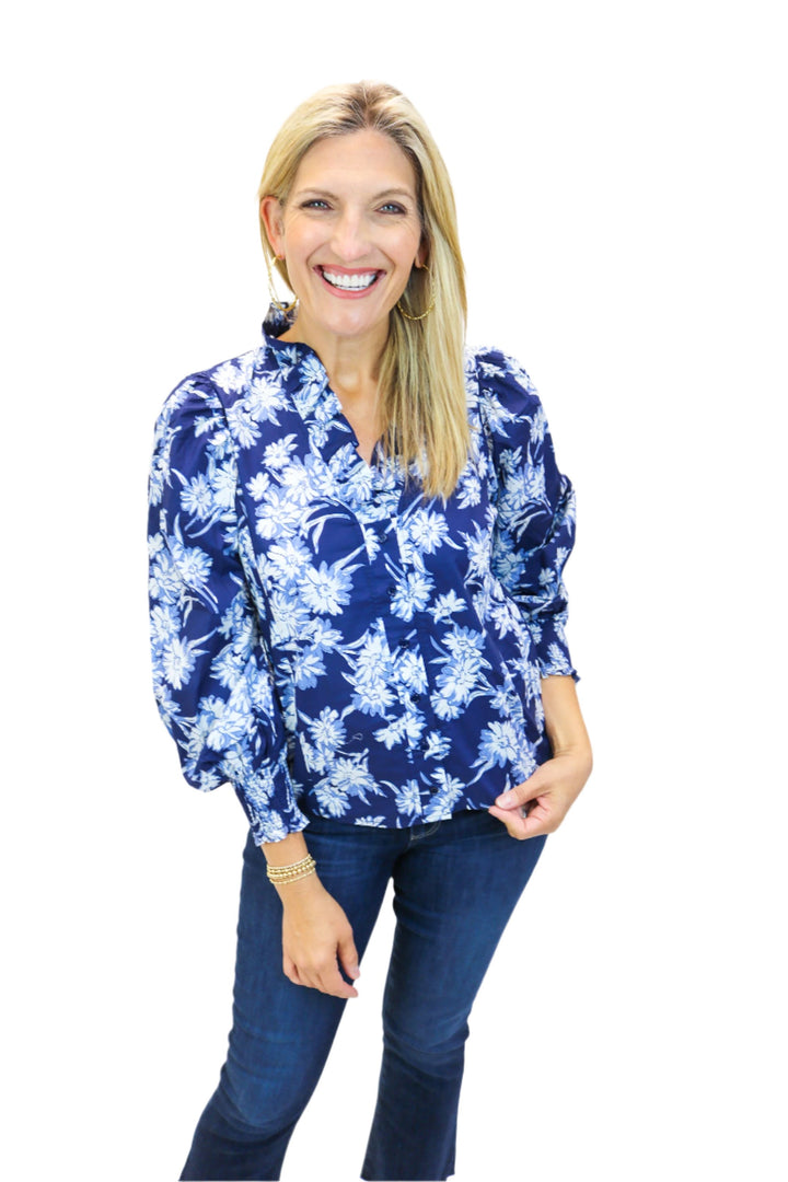 Midnight Train Floral Top, Navy