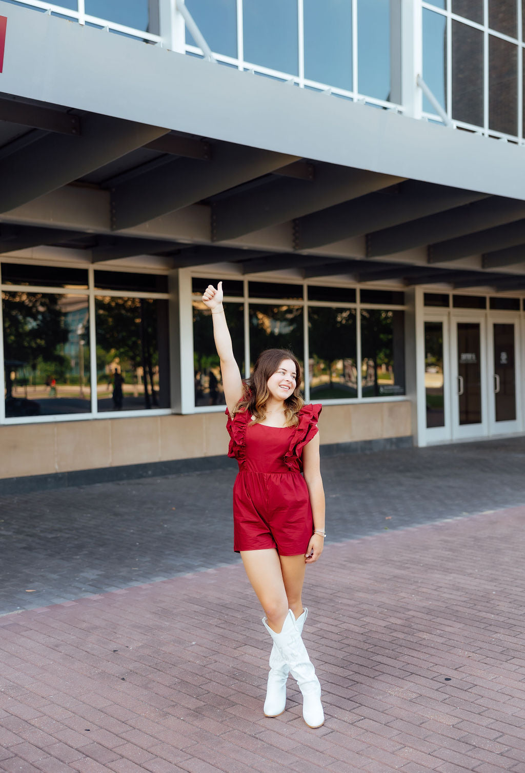 The Simple Life Ruffle Sleeve Romper, Maroon