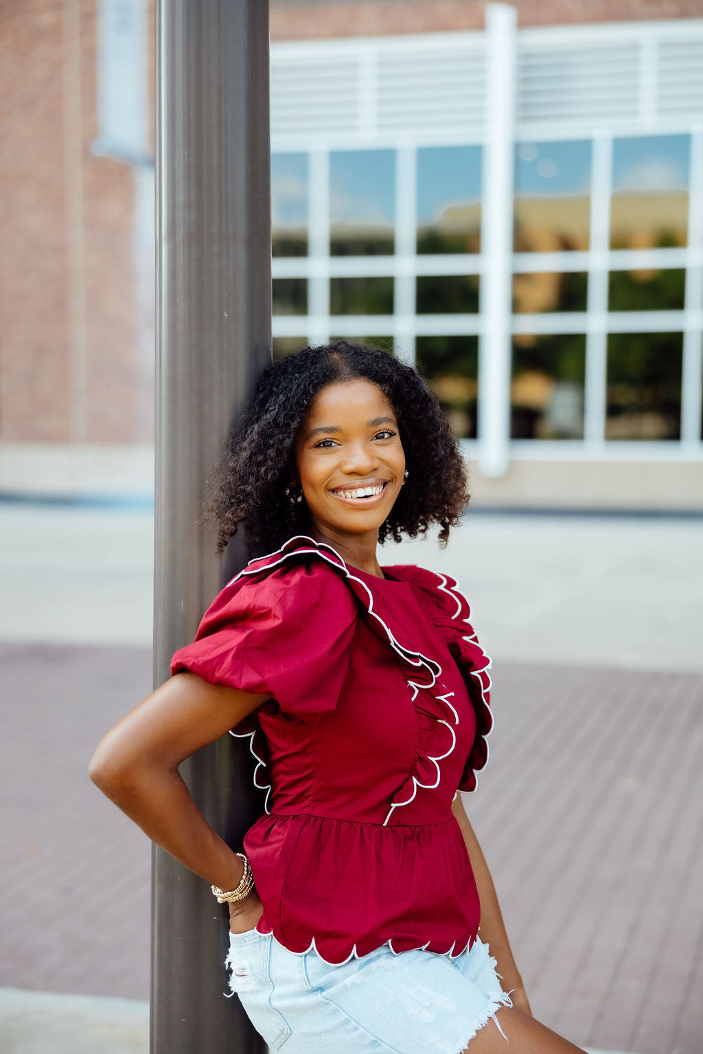 Always Right Peplum Top, Maroon